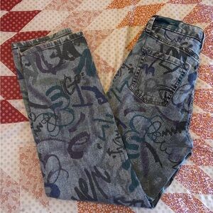 Wild Fable Blue Graffiti Straight Leg Jeans